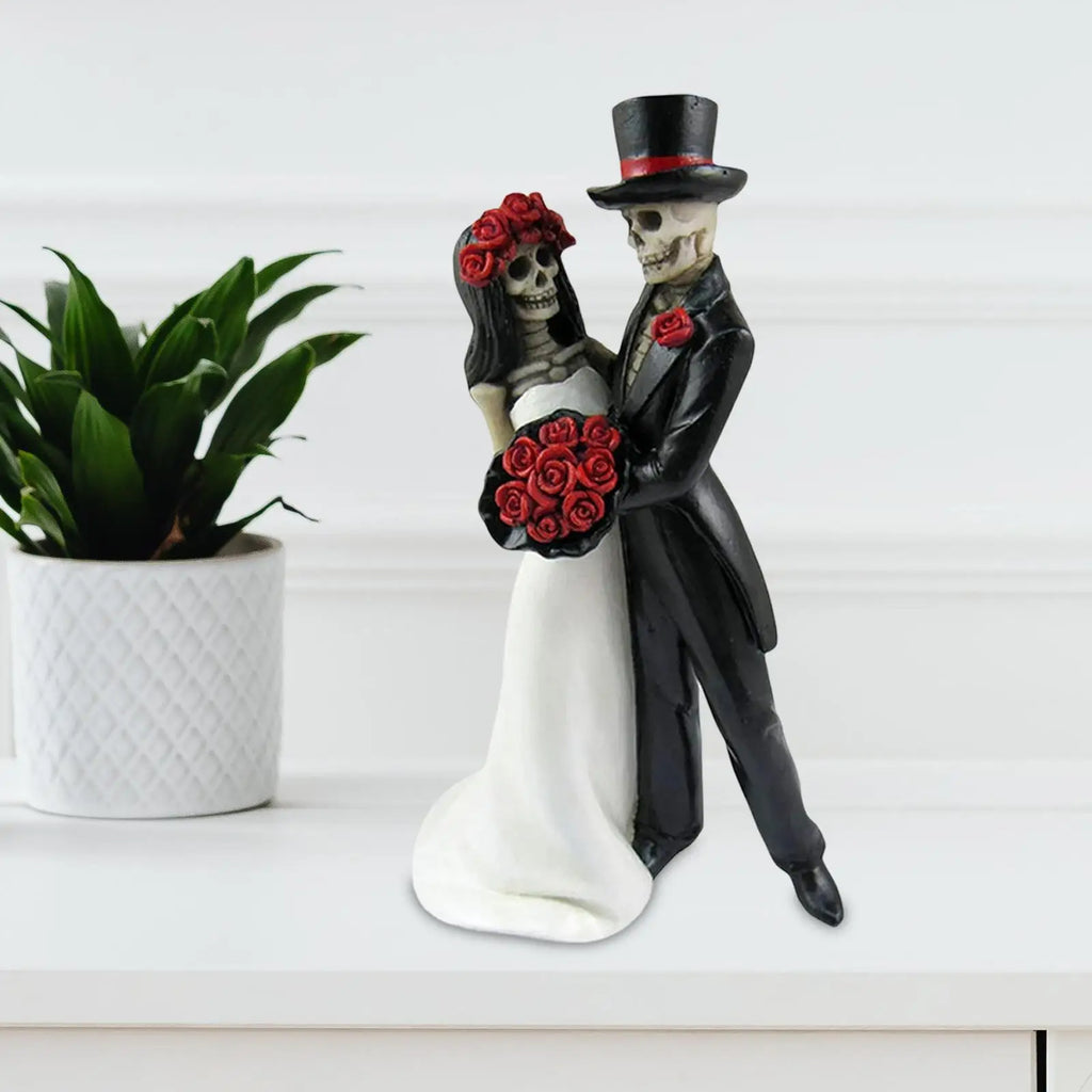NNEOBA Skull Wedding Couple Resin Statue-2