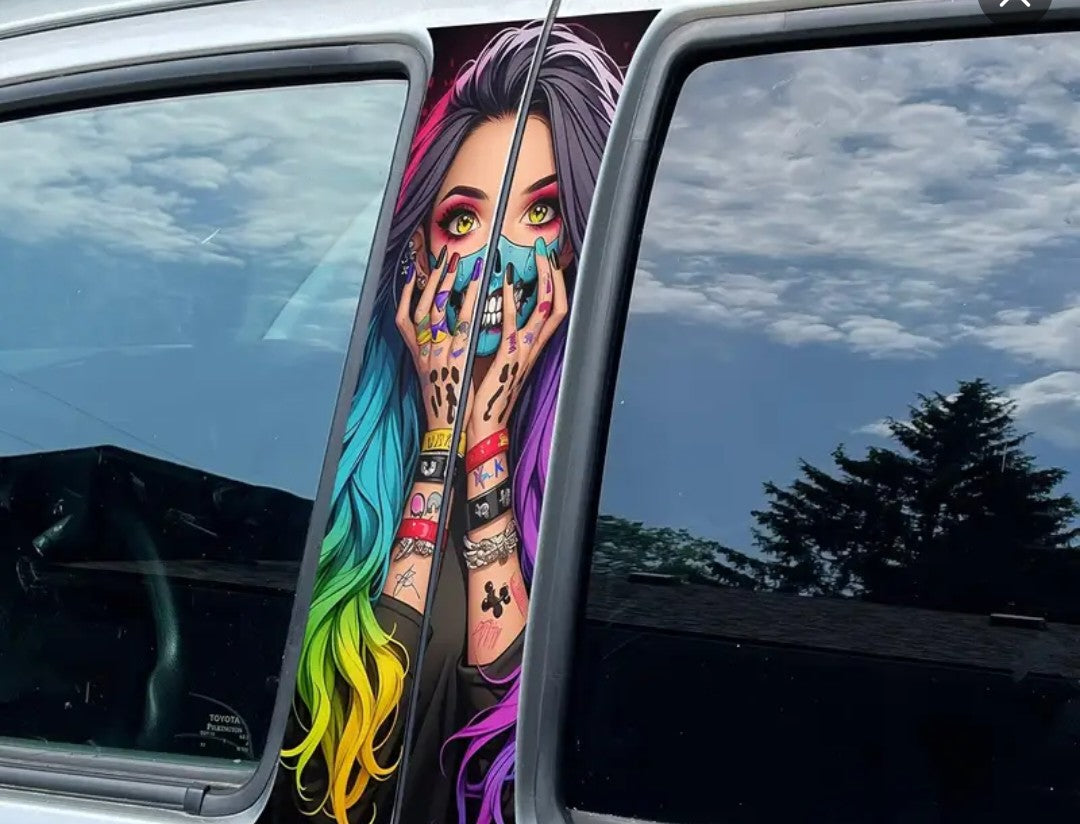 Mid-car window decal