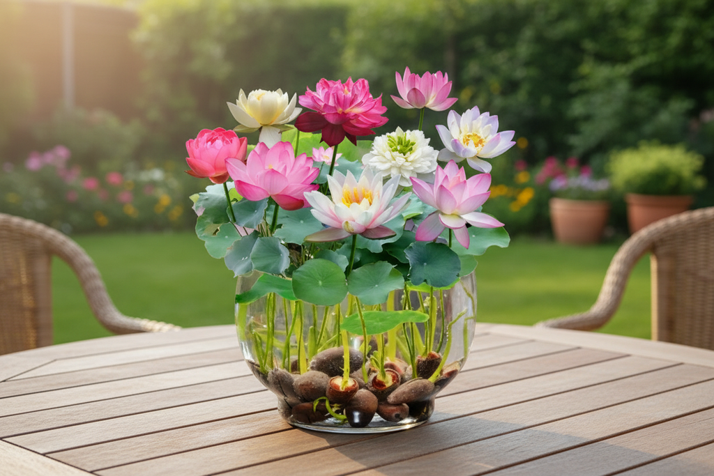Lotus flower sprouts and seeds